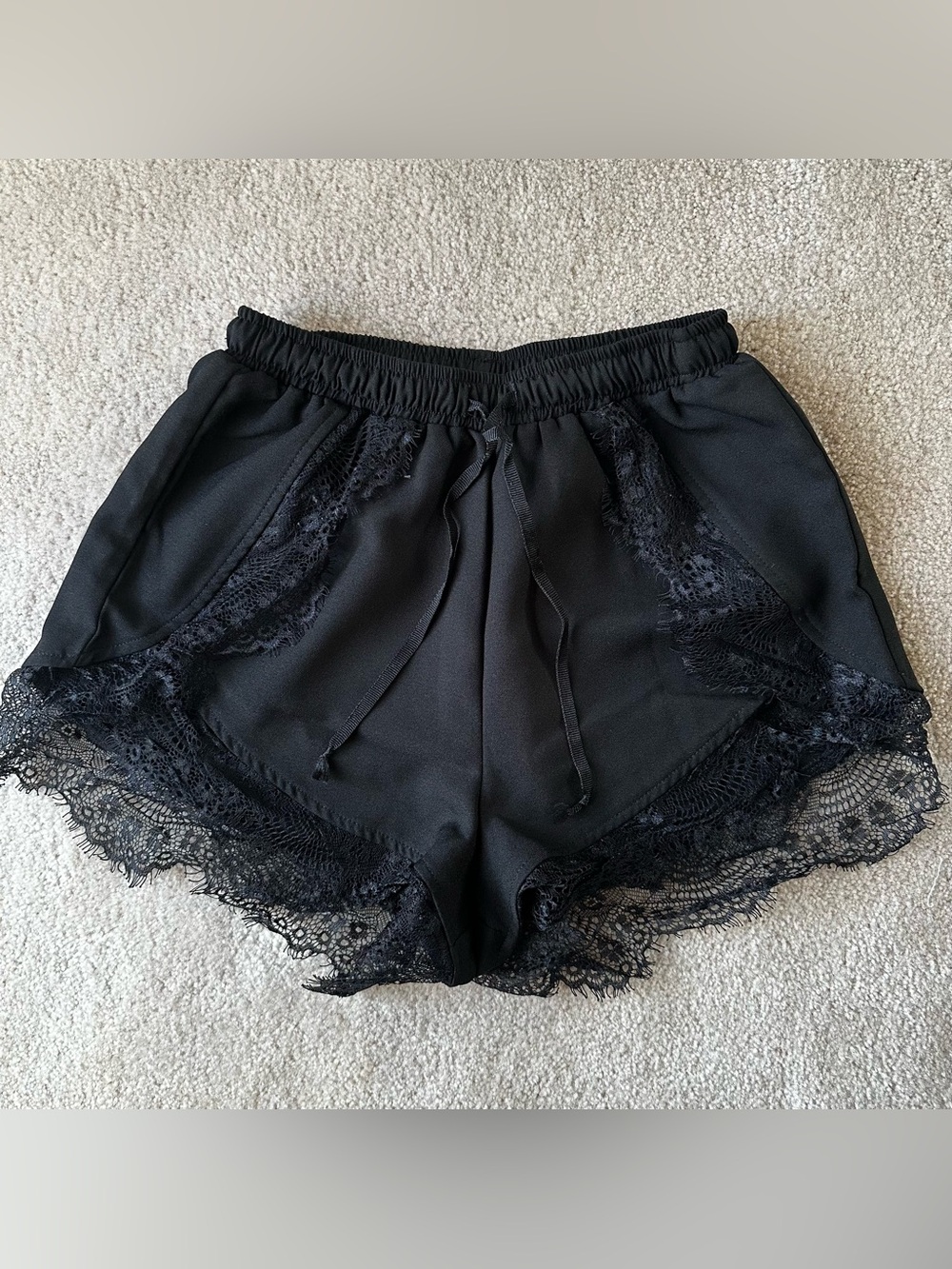 Black Lace Trim Women’s Shorts